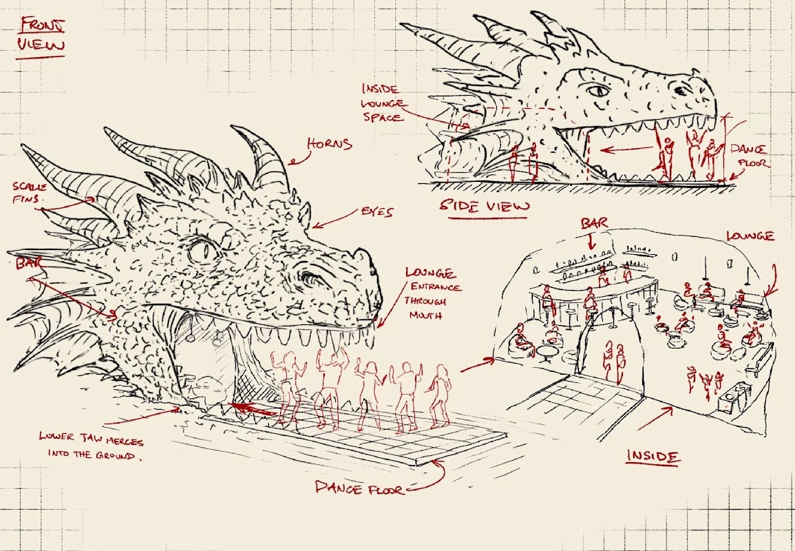 Dragon head on stage